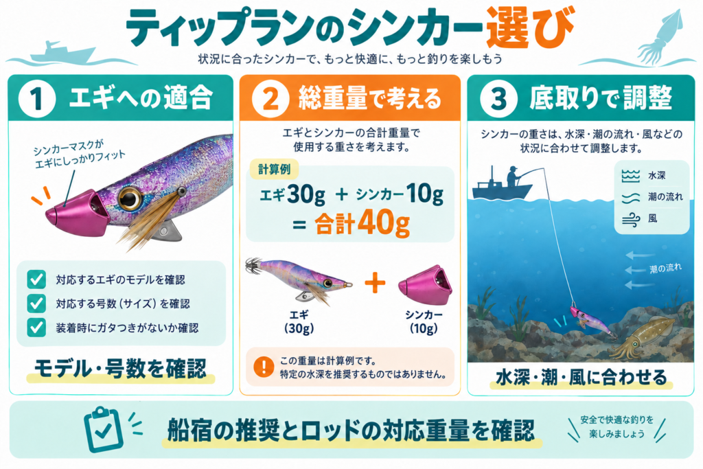 ティップランのシンカー選び:適合・合計重量・底取り